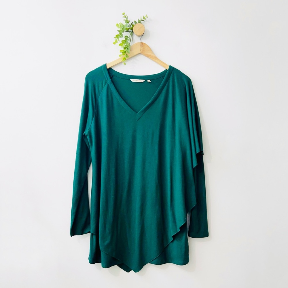 Soft Surroundings Green Super Soft Long Sleeve Madeline Flowy Tunic